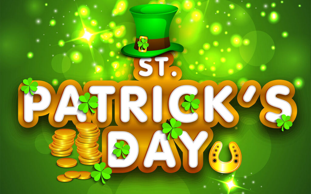 St. Patrick's Day hat, coins, and horshoe